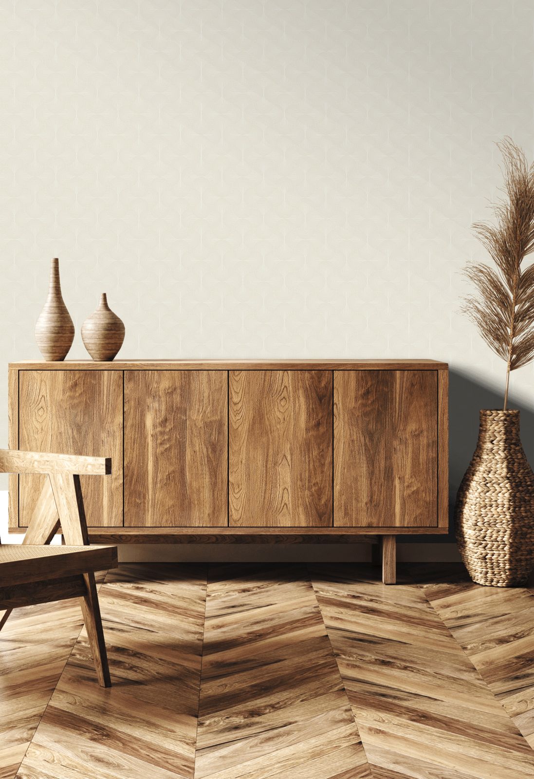 Zen Geometric Wallpaper White/ Ivory - Wallpaper Inn 