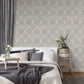 Modern Damask Mottled Wallpaper Rose Gold / Grey
