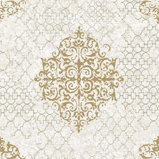 Damask Mottled Wallpaper Cream & Grey