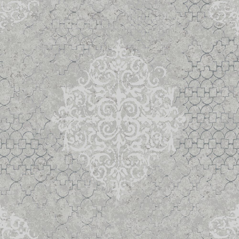 Damask Mottled Wallpaper Silver Grey