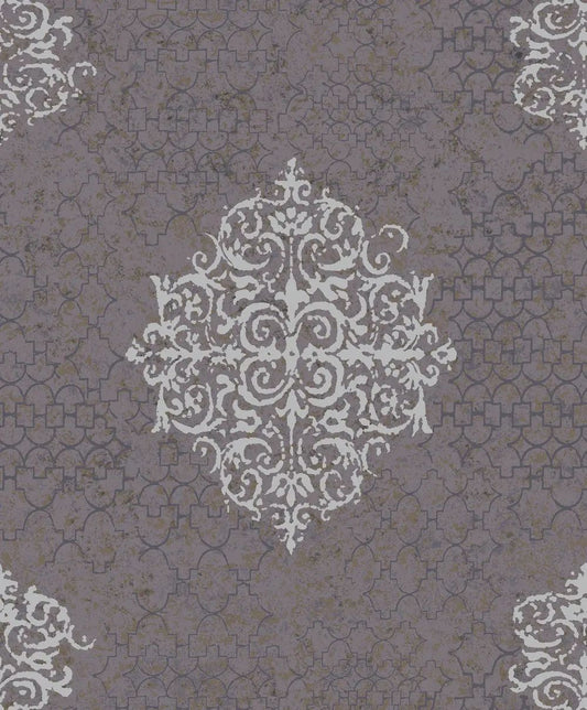 Damask Mottled Wallpaper  Silver Grey & Lilac
