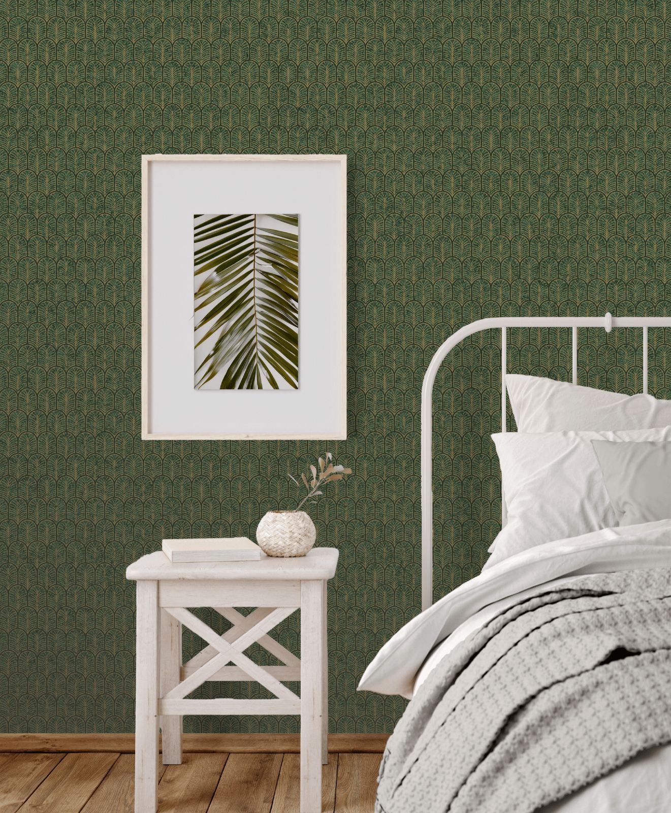 Geo Arch Art Deco Wallpaper Forest Green/Gold
