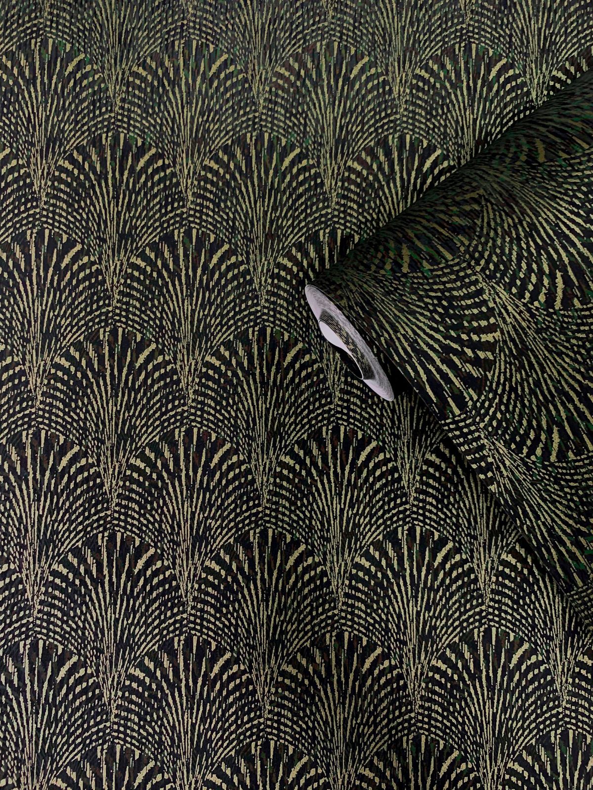 Fan Geometric Wallpaper Gold/Green