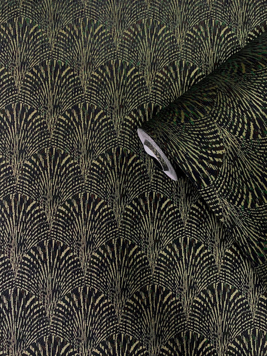 Fan Geometric Wallpaper Gold/Green