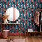 Morse Coral & Navy Wallpaper - Wallpaper Inn 