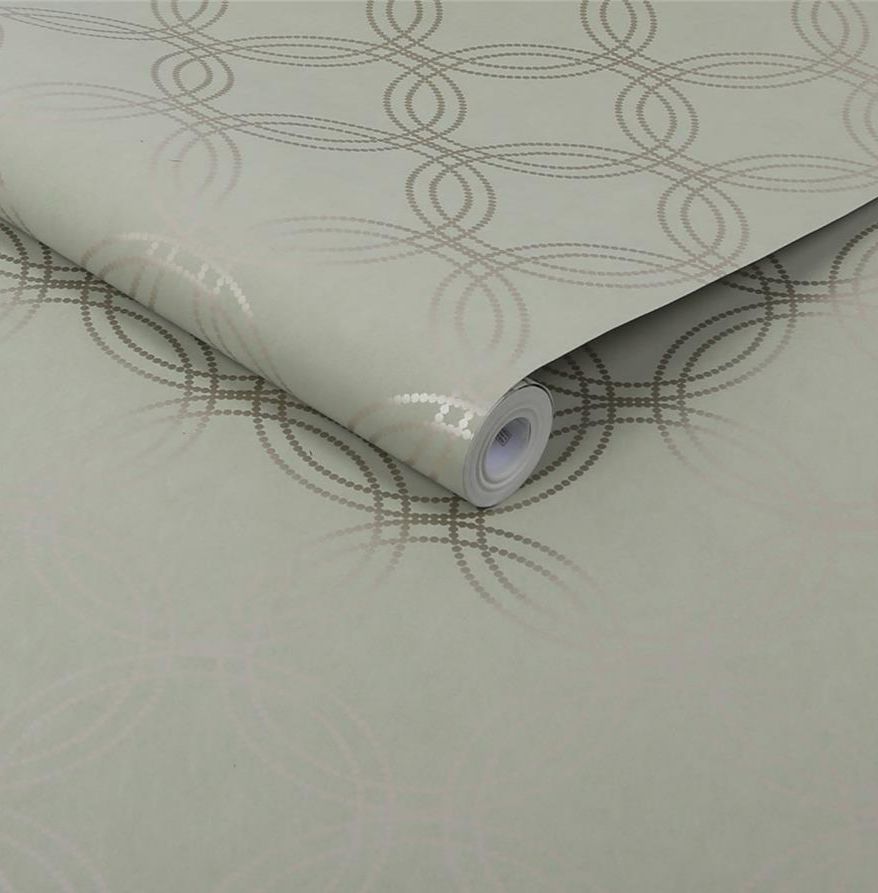 Serpentine Geo Sage/Gold Wallpaper - Wallpaper Inn 