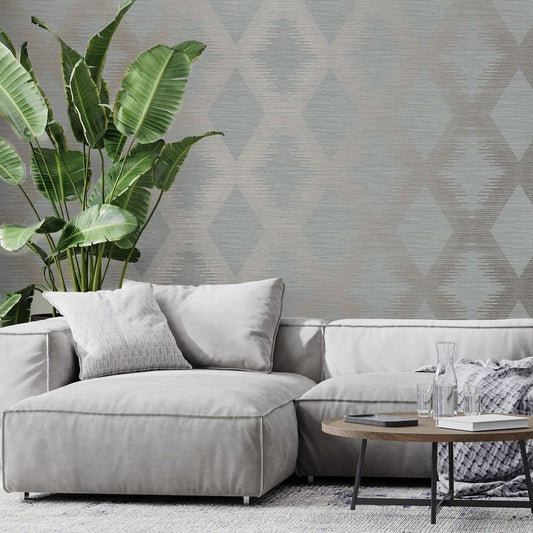 Serenity Geo Wallpaper Grey/Rose Gold