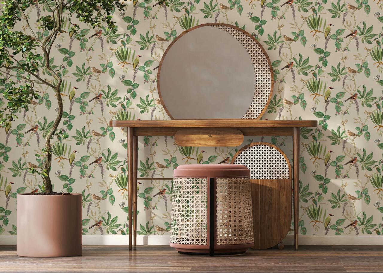 Hill Top Garden Wallpaper Cotton/Green