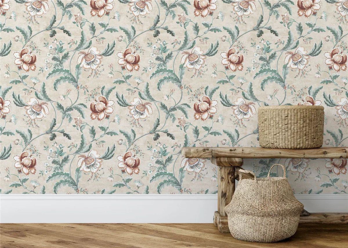 Tapestry Floral Wallpaper Natural Spice Green