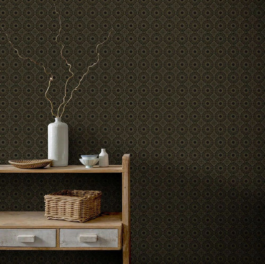 Symmetrical Chic Wallpaper Black & Gold