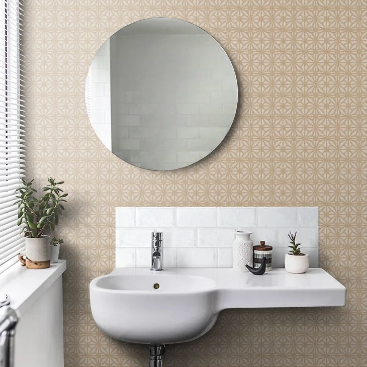 Moorish Mosaic Wallpaper Taupe / Gold - Wallpaper Inn 