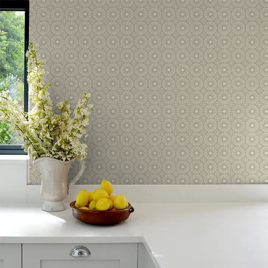 Symmetrical Chic Wallpaper Champagne & Silver - Wallpaper Inn 