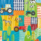 Down on the Farm Teal Wallpaper