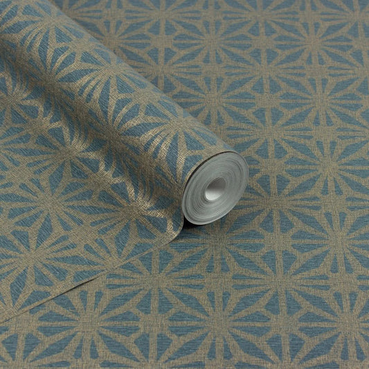 Moorish Mosaic Wallpaper Deep Teal / Gold