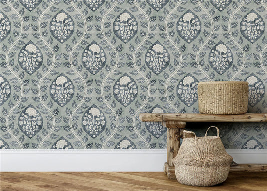 Floral Cartouche Wallpaper Wallpaper Inn