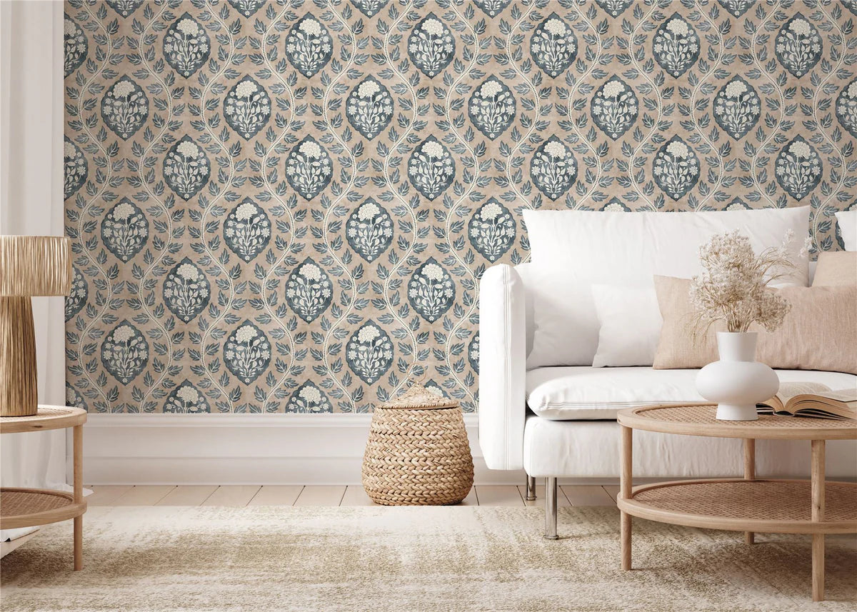 Floral Cartouche Wallpaper Wallpaper Inn