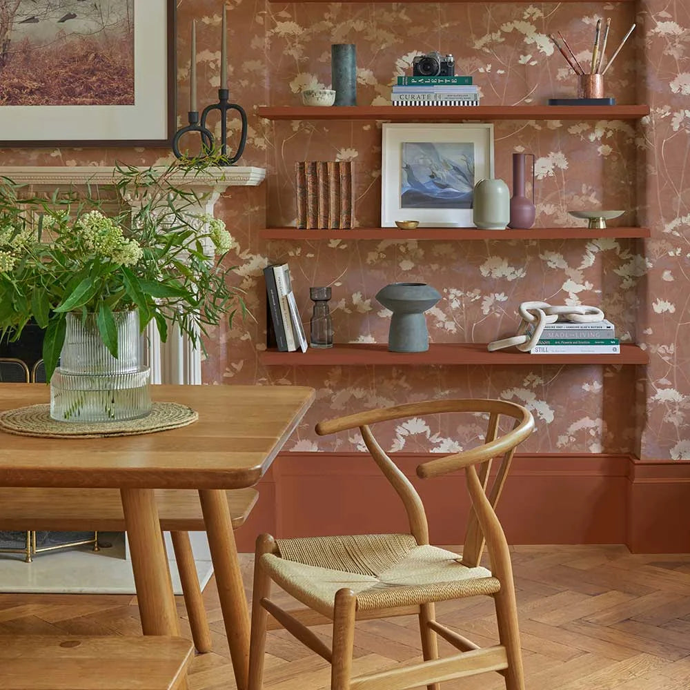 Flower Press - Clay Orange Wallpaper