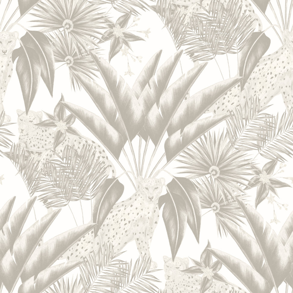Jungle Cheetah Silver - Wallpaper Inn 