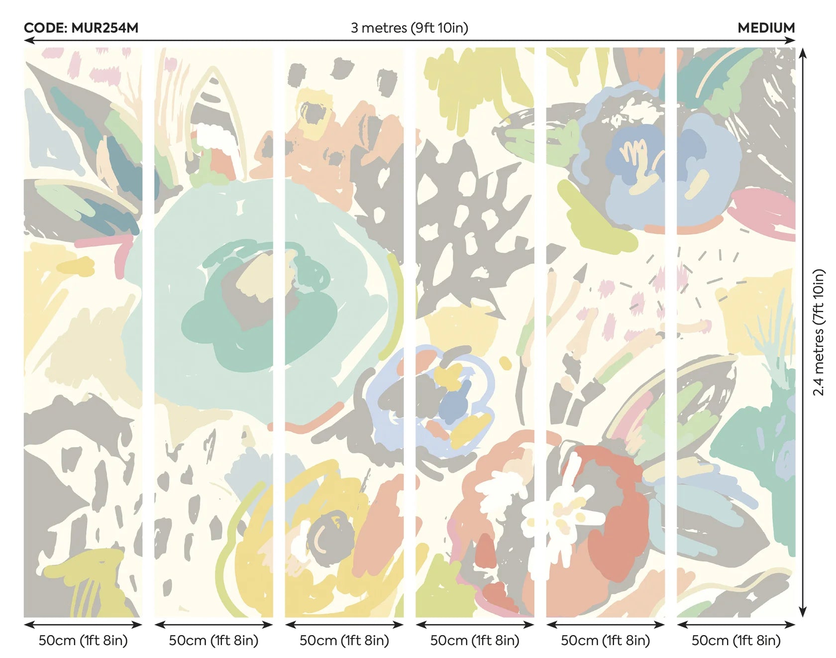 ABSTRACT FLORAL - Pastel Blue - Wallpaper Inn 