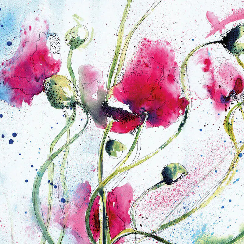 Poppies Watercolour Mural Wallpaper Inn
