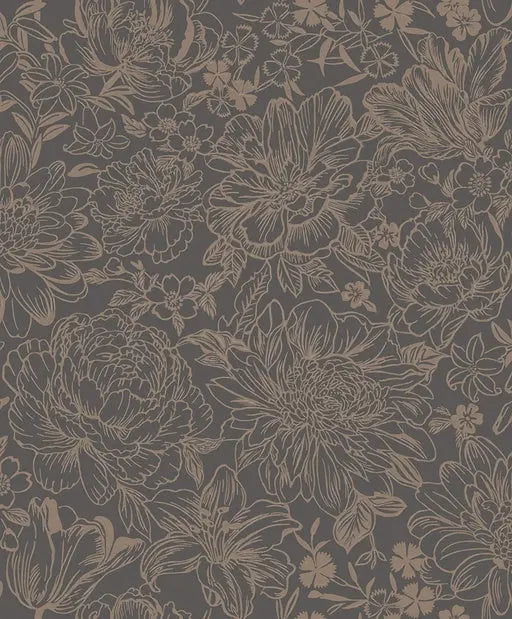 Imogen Slate/Rose gold Wallpaper Wallpaper Inn