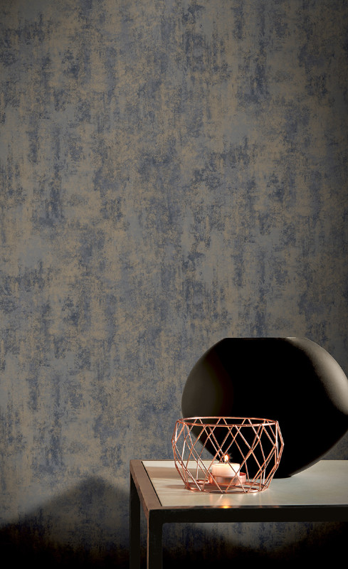 The Stone Texture Blue wallpaper features a natural stone inspired design which is brought to life in a fashionable graphic colour scheme.