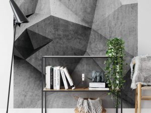 3D Concrete Wall mural is a dramatic yet subtle statement piece for those who love pattern without too much colour.