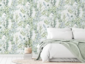 Tranquil Green wallpaper beautifully combines light and dark greenery to create a stunning delicate watercolour look for any room.