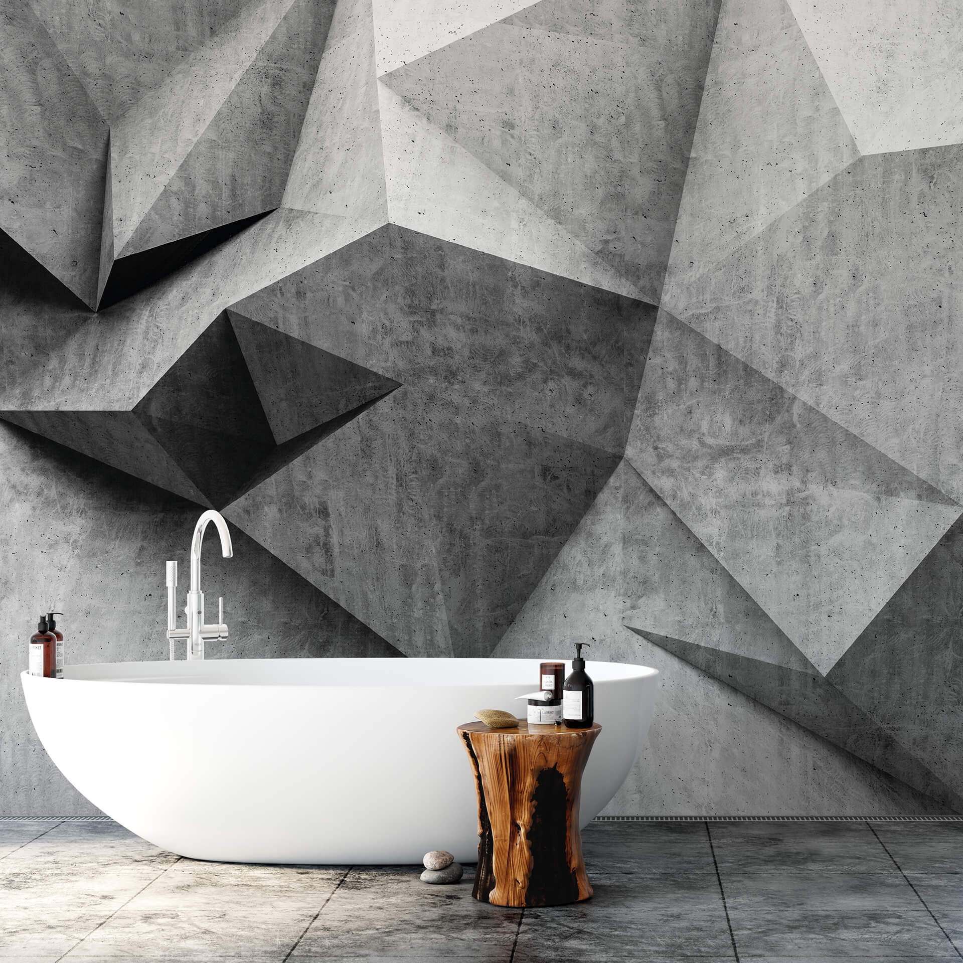This stunning 3D Concrete Wall Mural XL will add a trendy and sophisticated addition to your home. This design is a dramatic yet subtle statement piece for those who love pattern without too much colour.
