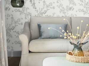 Forsythia Steel Wallpaper is a classic floral design in a contemporary style that adds a lovely touch of nature to any home.