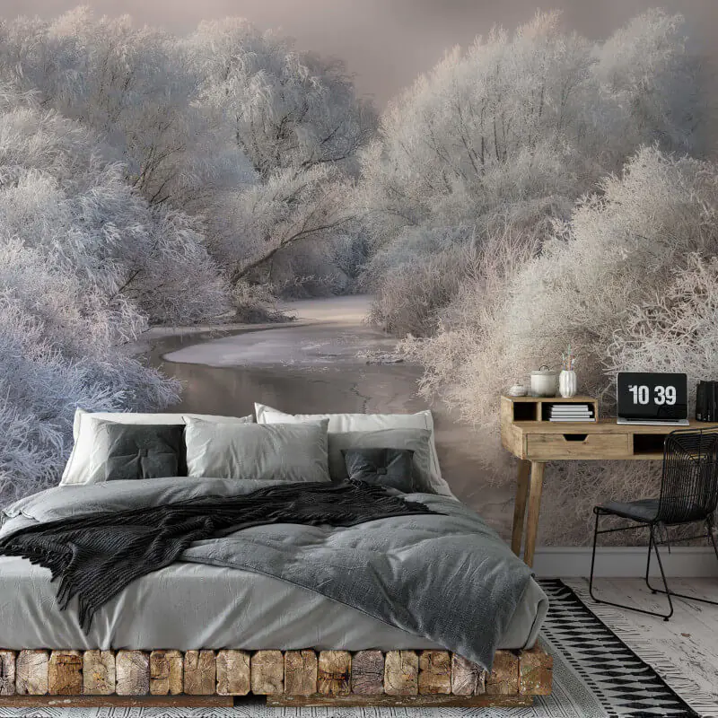 Winter wonder is here with the Frozen Forest Wall Mural, giving your walls a frosty scene to add a stylish twist to your decor.