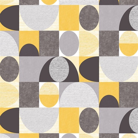 Retro Geo Dome Charcoal/Yellow wallpaper is a classic geometric design with an interesting mix of shapes that create a full feature pattern.