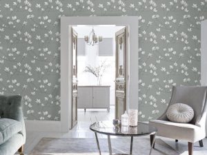 Magnolia Grove Slate Wallpaper is a fresh, timeless design that evokes the feeling of the first spring blossoms, it features a grey colourway.