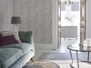 Pussy Willow Off White/Steel Wallpaper is an elegant choice for any room. The steel highlights on an off white background add a contemporary edge.