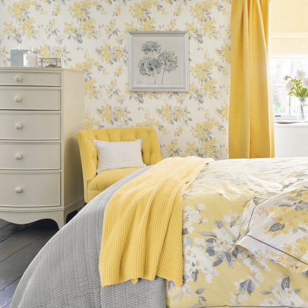 For a touch of spring all year round the Apple Blossom Sunshine Wallpaper in Pale Sunshine tones it will bring a soft splash of colour to your walls.