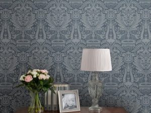 This beautiful Heraldic Damask Dusky Seaspray Wallpaper  is a perfect choice for creating a dramatic and regal finish for your walls.