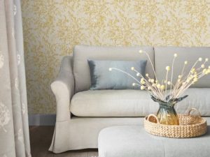 Picardie Sage Wallpaper is a naturalistic large scale floral design featuring wonderful collection of roses, foxgloves and buttercups, allowing you to bring the outside in.