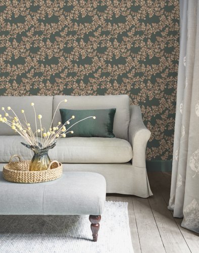 Burnham is a beautiful leaf trellis design inspired by an original painted artwork piece from the Laura Ashley archive. With curving leaf stems, this intricate design has a charming country feel.