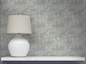 Burnham Pale Seaspray Wallpaper is a beautiful trellis, delicately intertwined with curving leaf stems, this intricate design has a charming country feel.