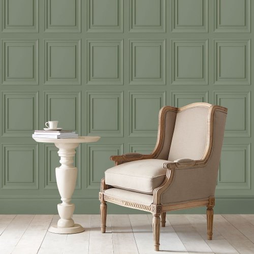 Redbrook Wood Panel Sage Wallpaper offers the timeless look of wood panelling, the rectangular Redbrook design offers on-trend appeal and looks fresh and contemporary in this beautiful sage green.