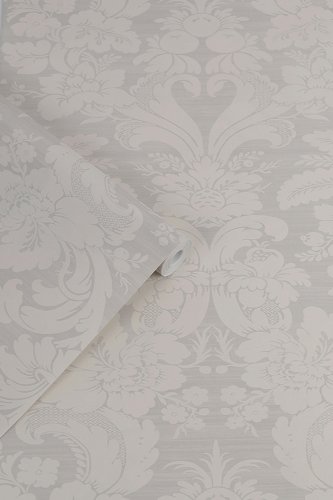 Martigues Moonbeam is a romantic damask design featuring a subtle weaved leaf and floral bloom pattern, offering french provincial charm to a room.