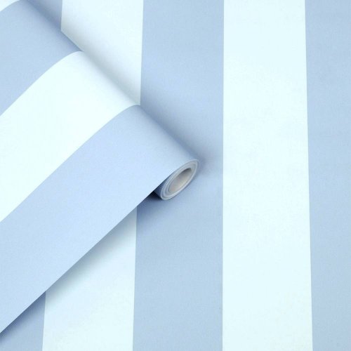 Lille Matt Stripe Blue Sky Wallpaper is a classic broad stripe design in two tonal colours, to create a smart and sophisticated effect for your walls.