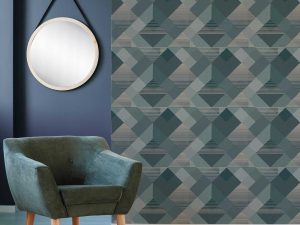 Kaleidoscope Emerald Wallpaper has the feel of an optical illusion which creates depth while the metallic embellishment adds a touch of luxury.