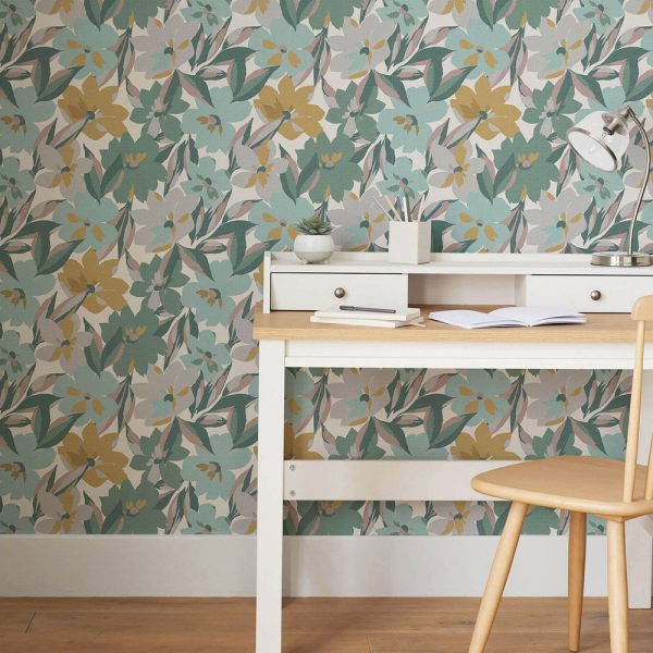 Hot House Floral Sunshine Wallpaper is the perfect way to bring nature into your home whilst keeping in date with the new bold scale prints of the season.