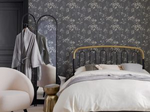 Leaf Navy Wallpaper is a delicate foliage detailed with a darker blue tone and slight off white tones, making for a beautiful feature wall.