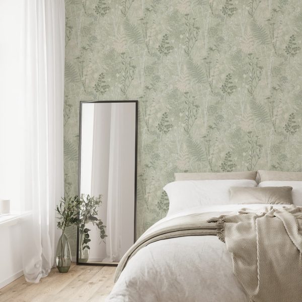 Organics Sage Wallpaper - Wallpaper Inn
