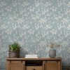 Trail Flower Duck Egg Wallpaper is a simple yet beautiful design. With an intricate design of leaves and branches, set upon a soft duck egg background, with an off white detailing.