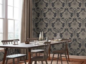 Archive Damask Black & Gold Wallpaper is a bold debossed design that has luxurious flair making this design a classical statement in any home. 