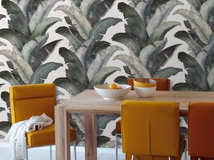 Plantation Moss Green Wallpaper is a lively moss green washed tropical leaf pattern in a realistic hand-painted repeat that will create an elegant feature.