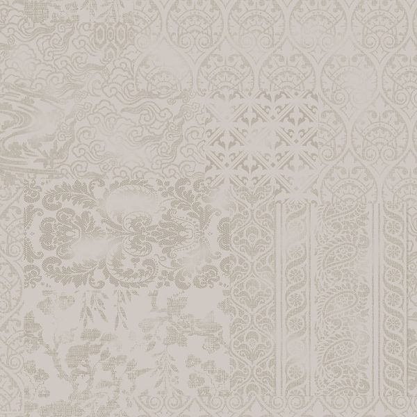Distressed Aztec Taupe Wallpaper is a distinct aztec design comprised of floral styled imagery in a blue and taupe wash providing a sophisticated look,